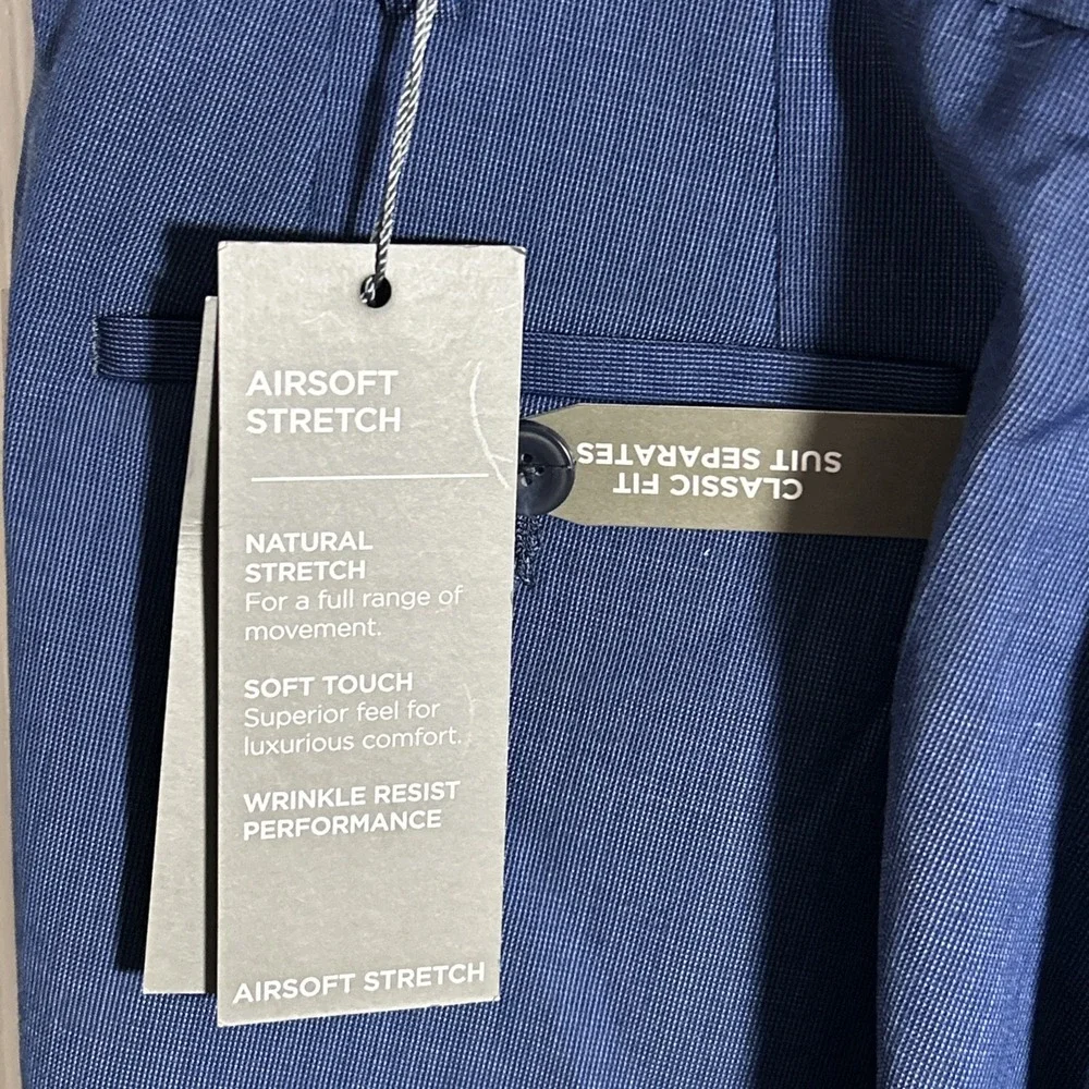 Michael Kors Mens Classic Fit Plaid Stretch Wool Blend Suit Blue 42S 36